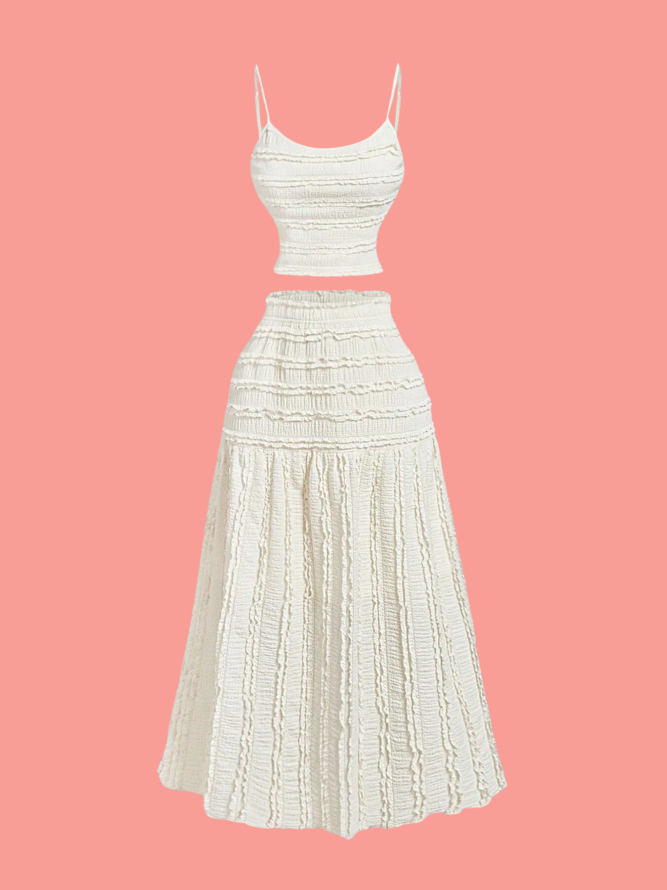 Bianca Boho Off-White Frilly Scoop-Neck Cami Close-Up of Spaghetti Strap | My Whimsical Romance