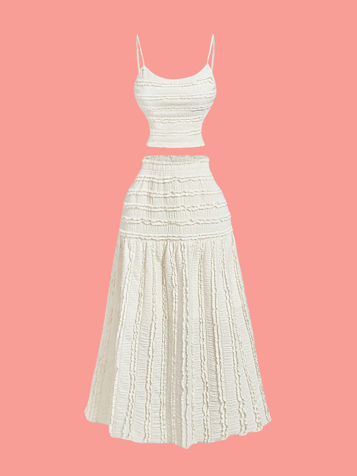 Bianca Boho Off-White Frilly Scoop-Neck Cami Close-Up of Spaghetti Strap | My Whimsical Romance