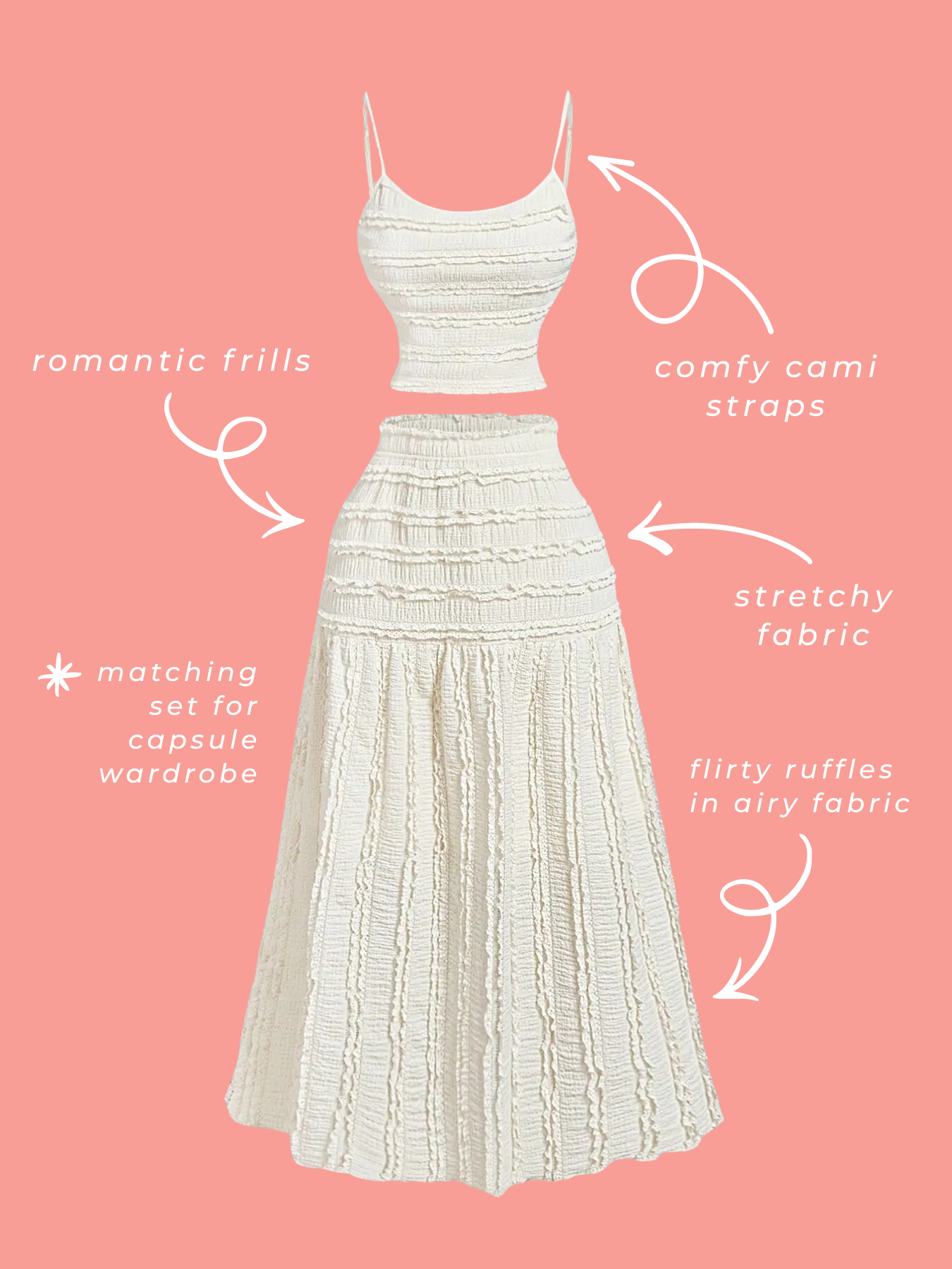 Bianca Boho Off-White Frilly Scoop-Neck Cami Close-Up of Spaghetti Strap | My Whimsical Romance