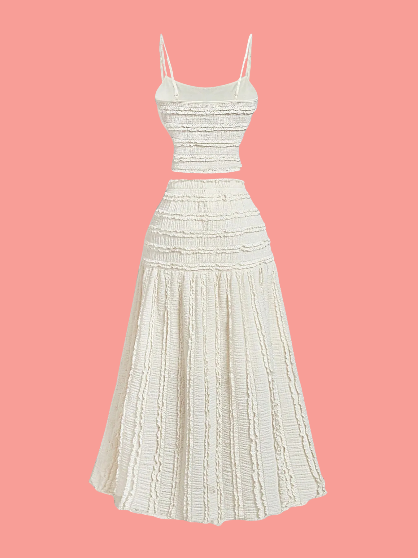 Bianca Boho Off-White Frilly Scoop-Neck Cami Close-Up of Spaghetti Strap | My Whimsical Romance