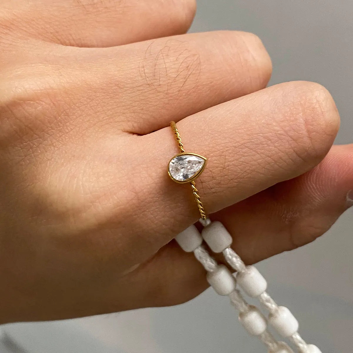 18K Gold Boho Rhinestone Ring For Women | My Whimsical Romance